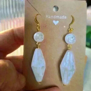 Handmade earrings , gold plated  hook with vintage plastic beads